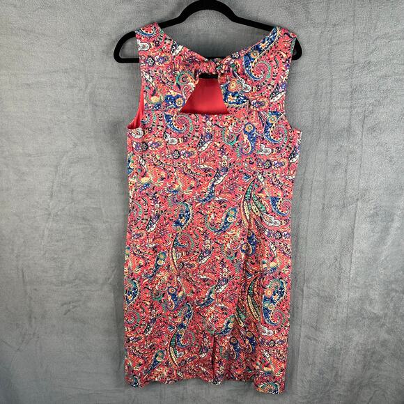 Talbots Dress Women 12 Pink Paisley Sleeveless Keyhole Back Bonaire Spring Party - Picture 7 of 13